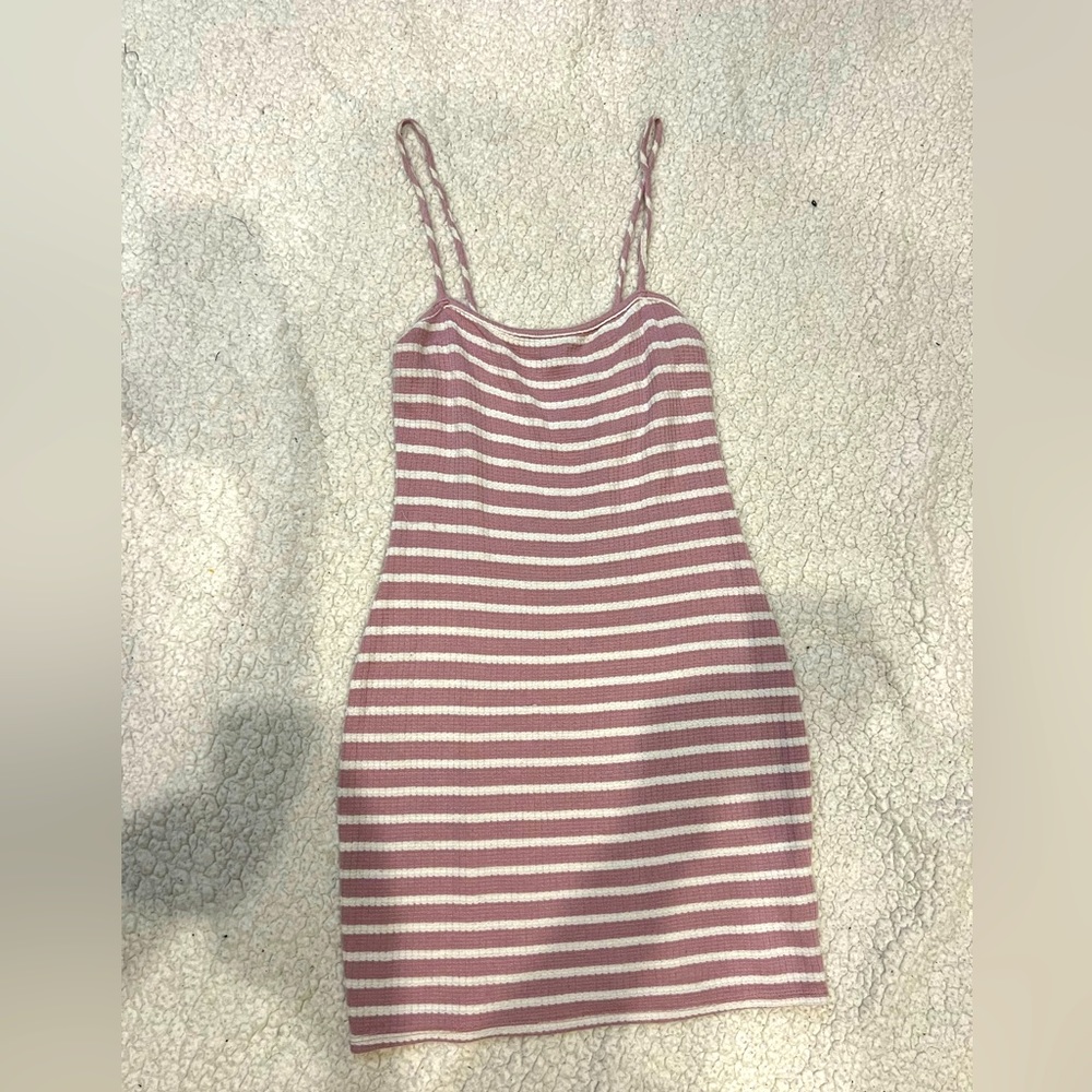 Pink and white striped dress. Size small